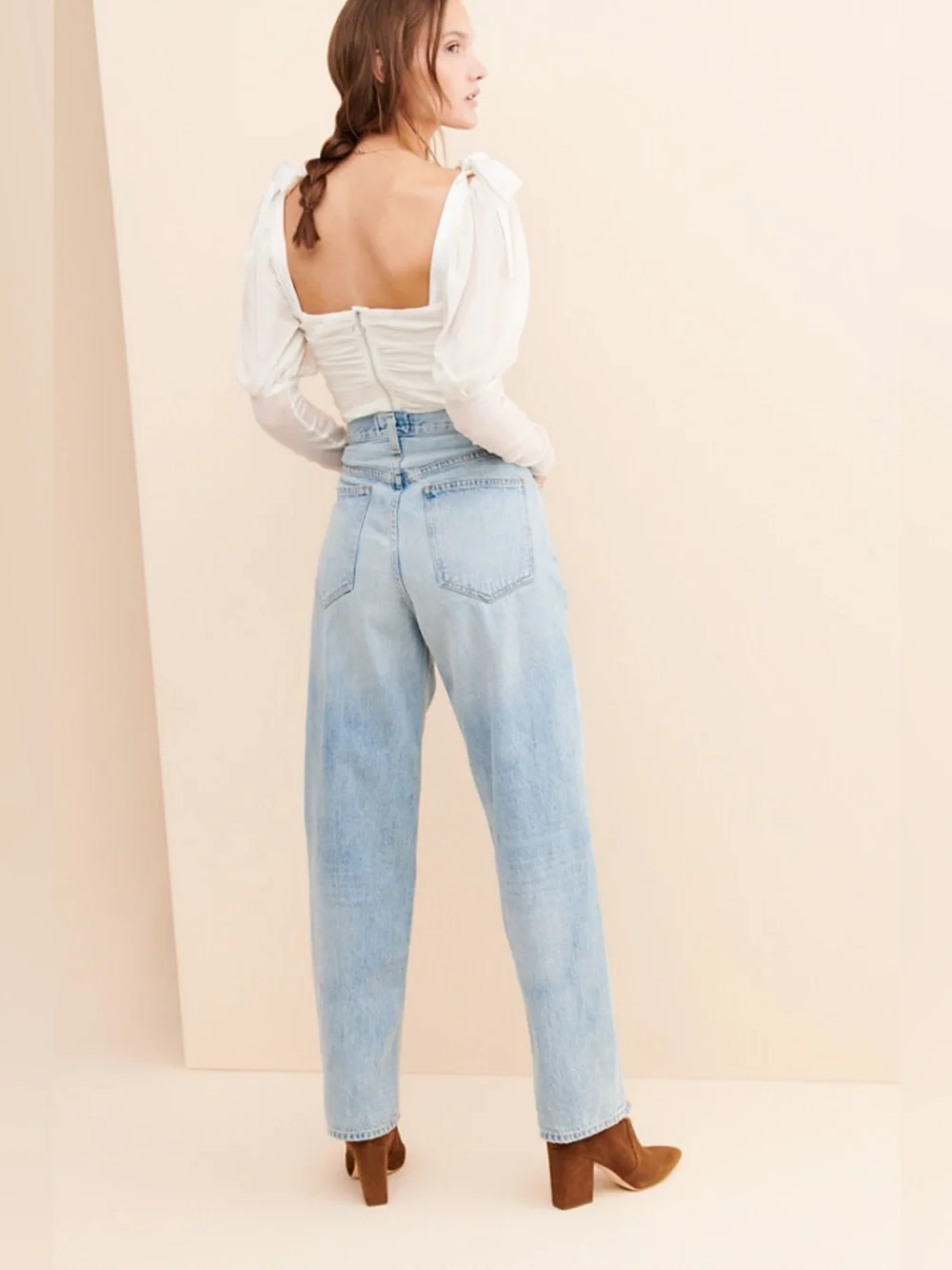Agolde criss cross High-Rise Straight jeans distressed ripped mother Levi’s 29